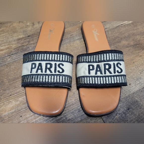 Athlefit Paris Slide Sandals with Black and Tan Straps Size 9 - Picture 7 of 7